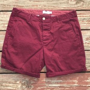 Topman Chino Shorts Burgundy